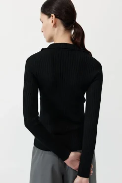 Zip Front Top - Black|St. Agni Flash Sale