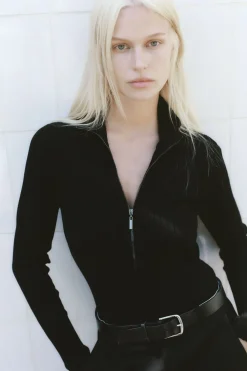 Zip Front Top - Black|St. Agni Flash Sale