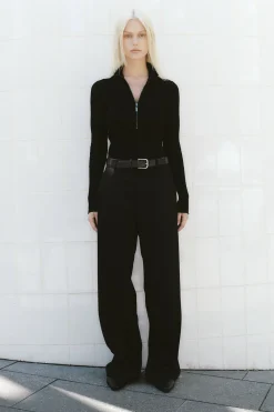 Zip Front Top - Black|St. Agni Flash Sale